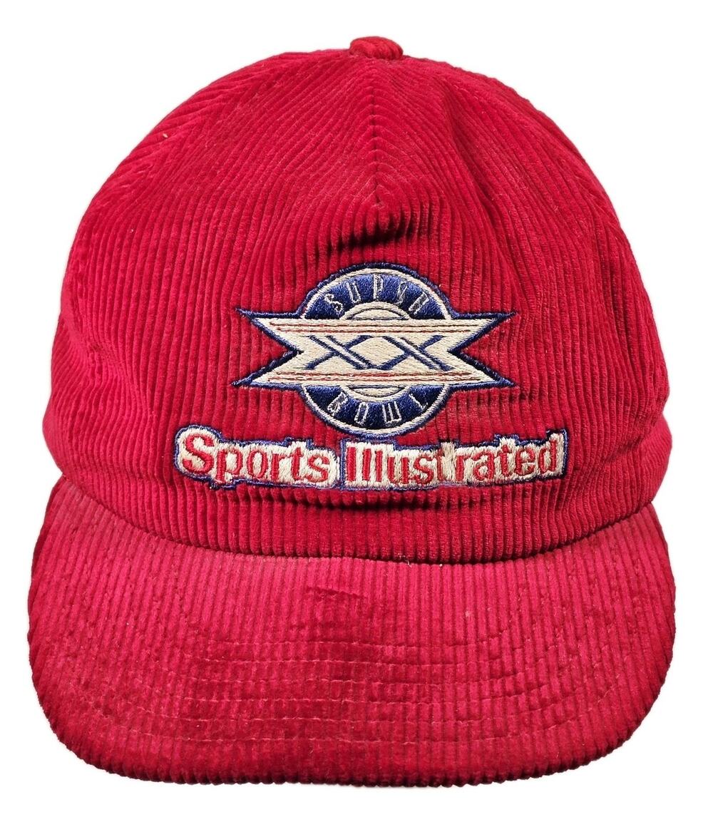 Vintage Sports Illustrated Super Bowl XX 20 Red Corduroy Strapback Large Hat Cap